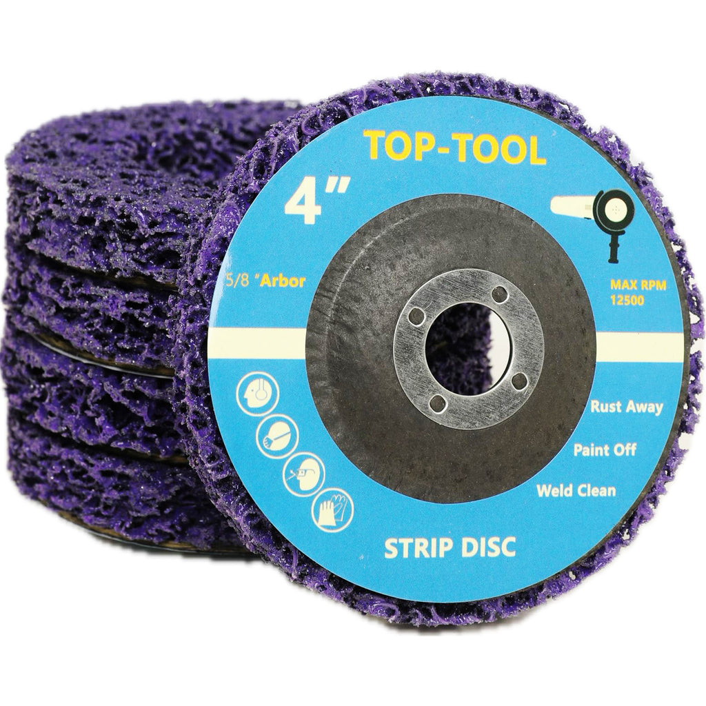 Top-Tool 4-inch poly strip disc on angle grinder
