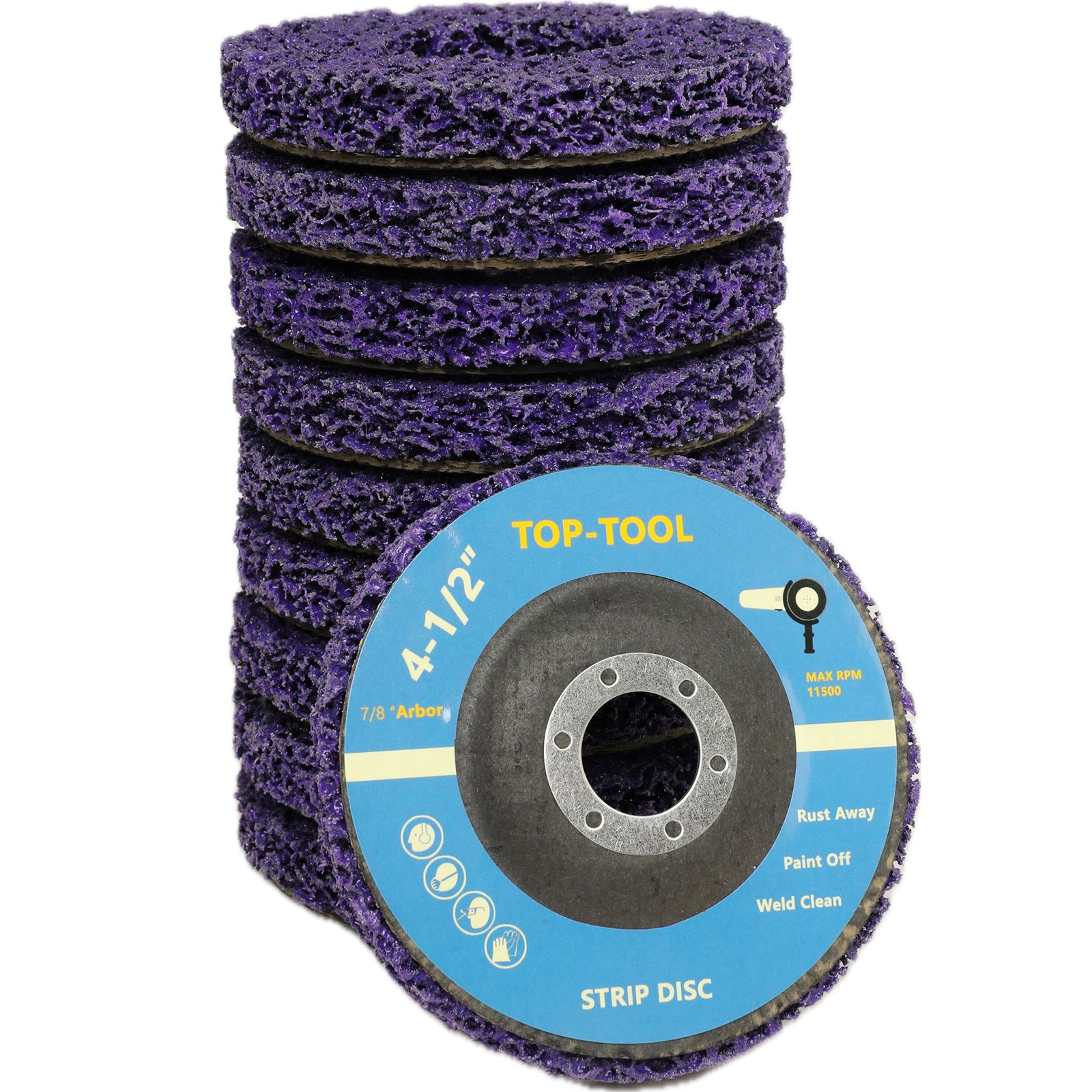 TOP-TOOL 4-1/2" x 7/8" Poly Strip Disc - Professional Rust & Paint Remover for Angle Grinders