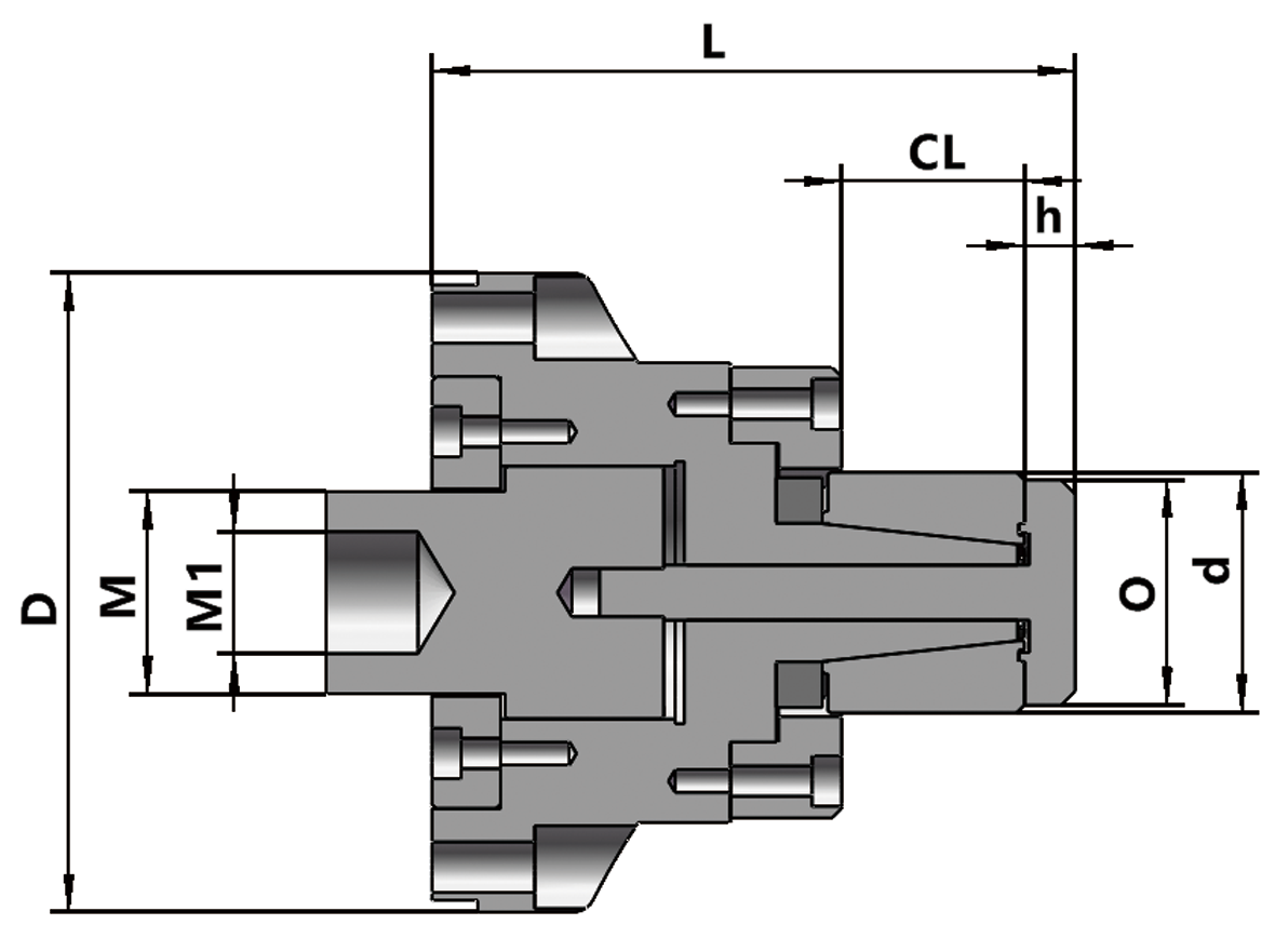 KB100 | Through-Hole Rubber-Flex Expanding Collet Chuck