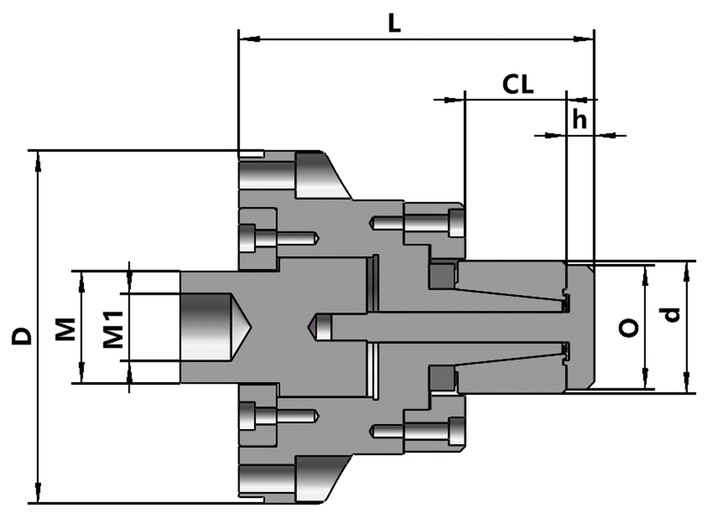 KB120 | Through-Hole Rubber-Flex Expanding Collet Chuck