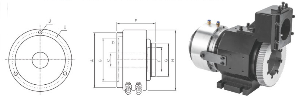 JH9-120(F) | Air / Hydraulic Rotary Force-Release Collet Chuck