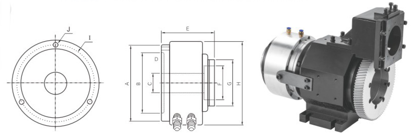 JH9-120(F) | Air / Hydraulic Rotary Force-Release Collet Chuck
