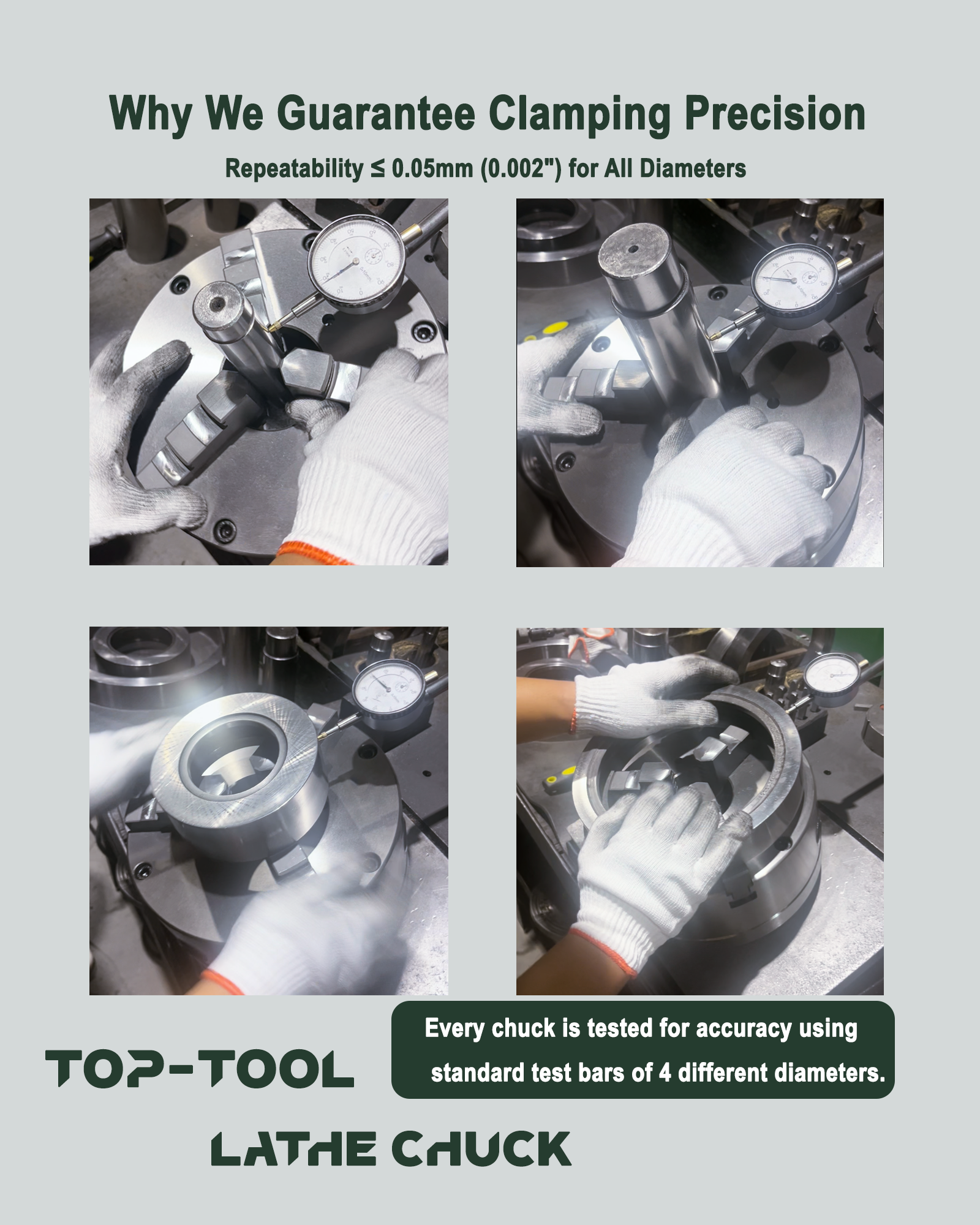 TOP-TOOL Professional 4-Jaw Self-Centering Lathe Chuck, 320mm / 12-Inch, Clamping Range 11.5–320 mm (0.45–12.60 in), Solid One-Piece Jaws, Outside Jaws Mounted + Inside Jaw Set, T-Key, Plain Back