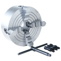 TOP-TOOL 125mm / 5-Inch 4-Jaw Independent Lathe Chuck, Plain Back, Clamping Range 7–125 mm (0.28–4.92 in), T-Key