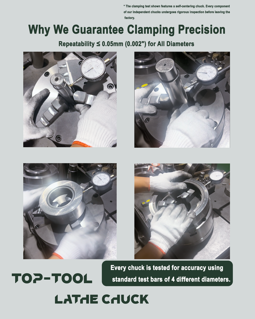 TOP-TOOL 400mm / 16-Inch 4-Jaw Independent Lathe Chuck, Plain Back, Clamping Range 25–400 mm (0.98–15.75 in), T-Key