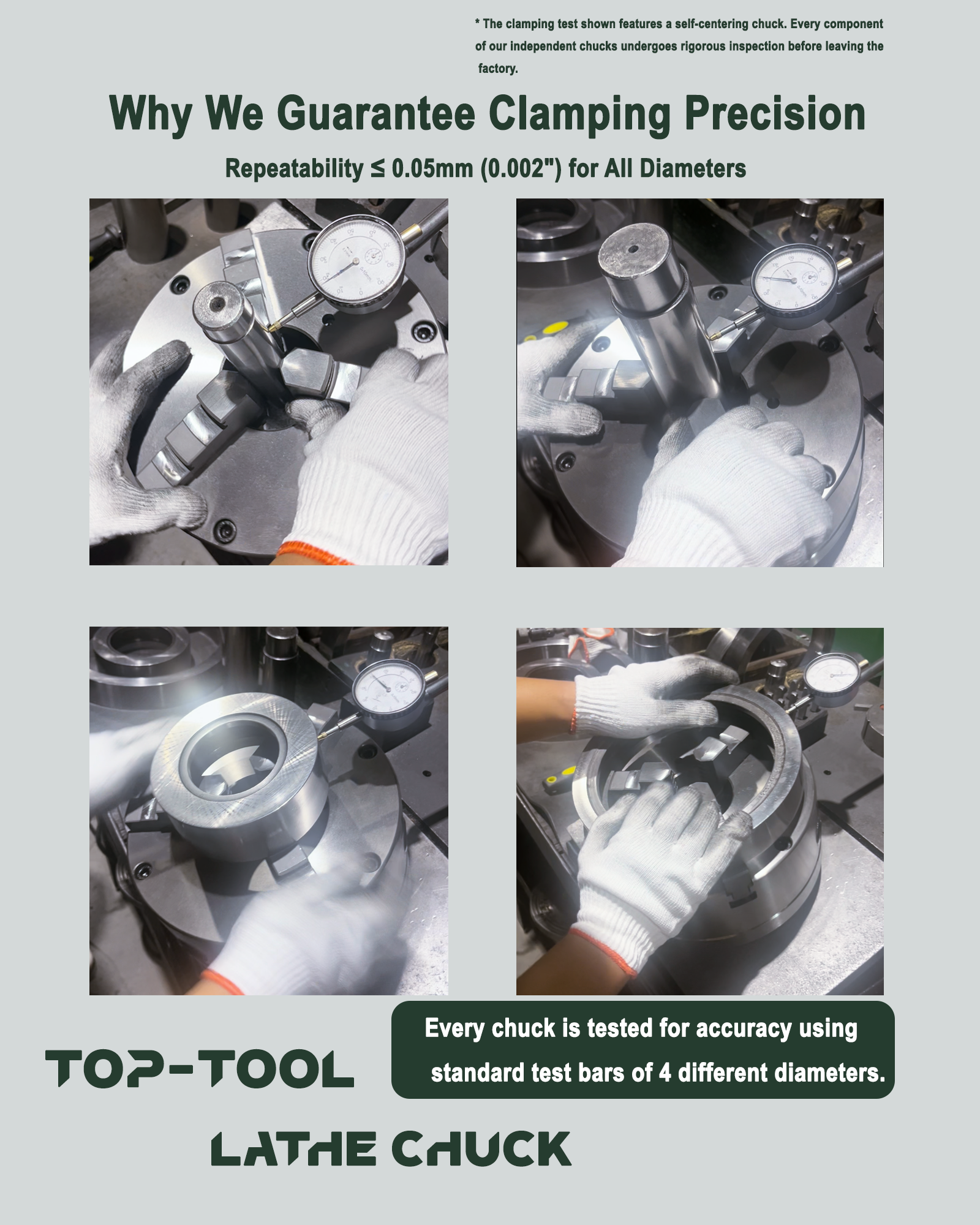 TOP-TOOL 1600mm /63-Inch 4-Jaw Independent Lathe Chuck, Plain Back, Clamping Range 250–1600 mm (9.84–62.99 in), T-Key