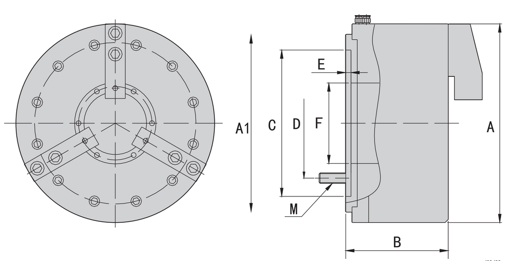 K531150 | 1150 mm Oil Pipe Thread Chuck, Front-Mounted Pneumatic Type