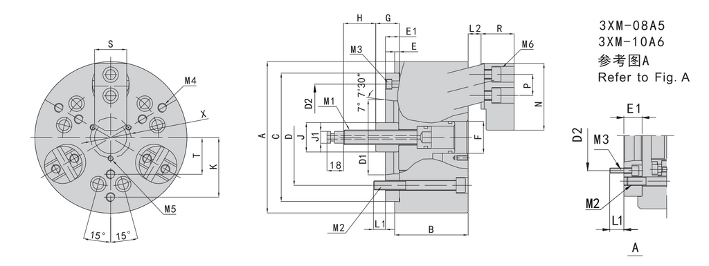 3PB-10 A6 | 10 in Pull-Back Hydraulic Chuck, A6 Mount
