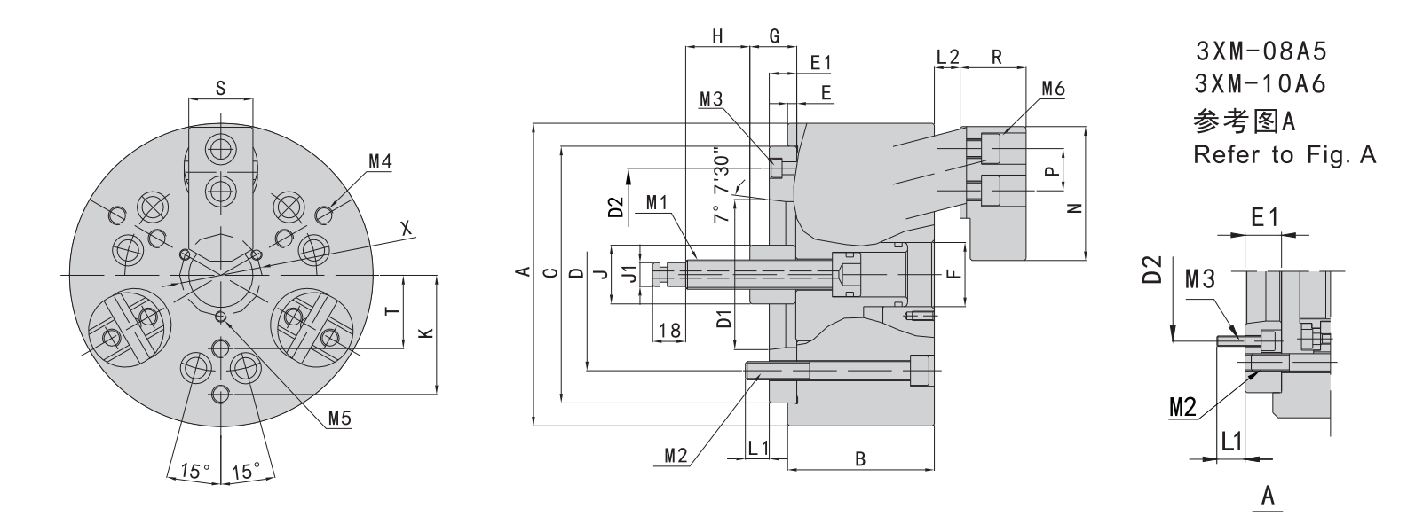 3PB-10 A6 | 10 in Pull-Back Hydraulic Chuck, A6 Mount