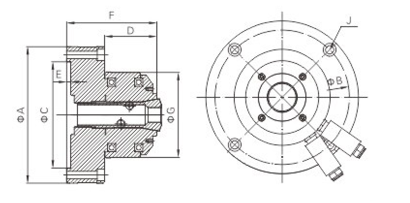 JAD-25 | JAD Air Rotary Pull-Back Collet Chuck