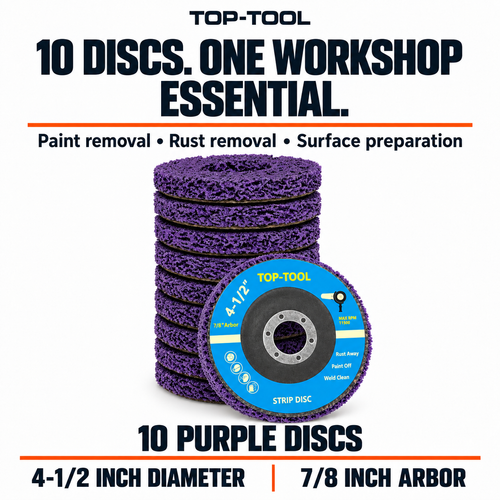 4-1/2 Inch Purple Strip Discs for Paint and Rust Removal - pack contents